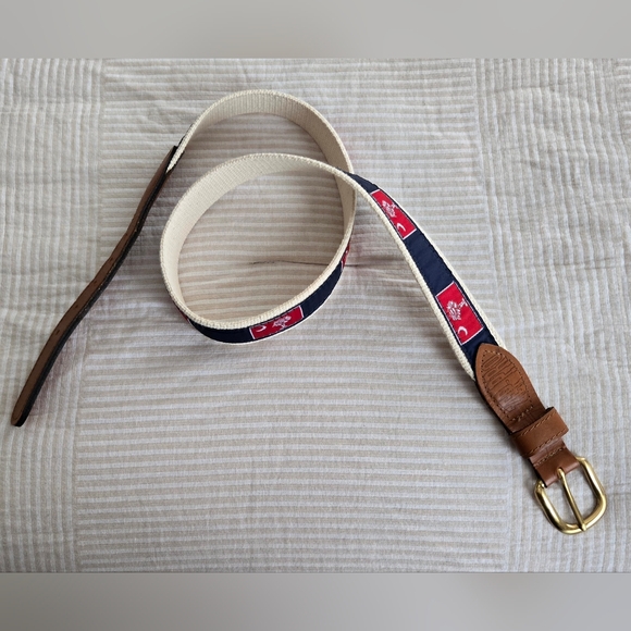 Zep-Pro Belt Mens 34 SC Palmetto Tree State Flag Leather Canvas Brass USA Red - Picture 1 of 13